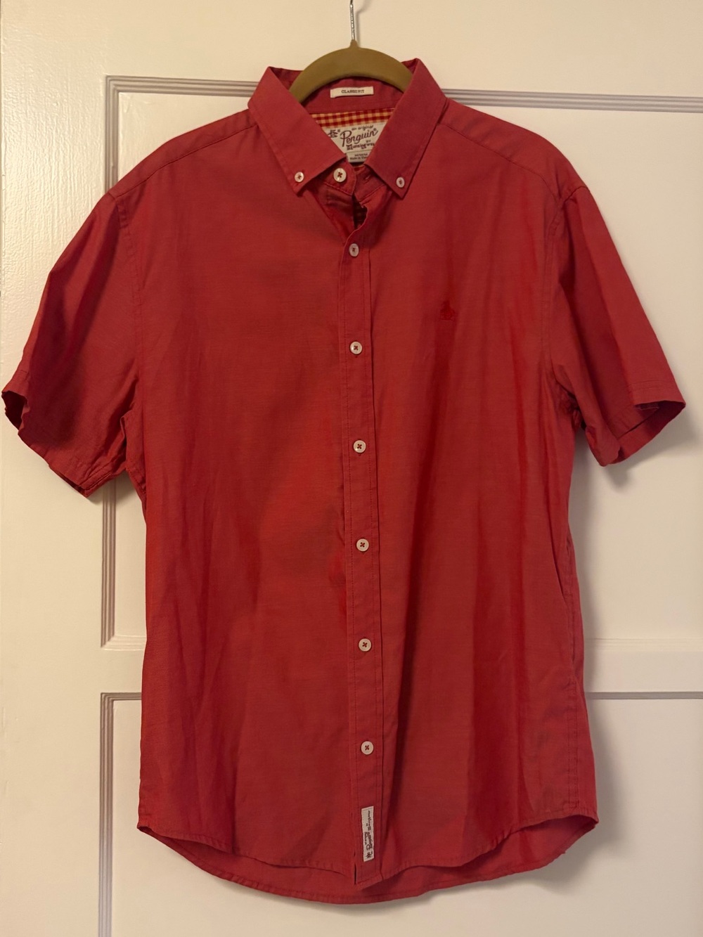 Original Penguin Men's Red Short-Sleeve Button-Down Shirt